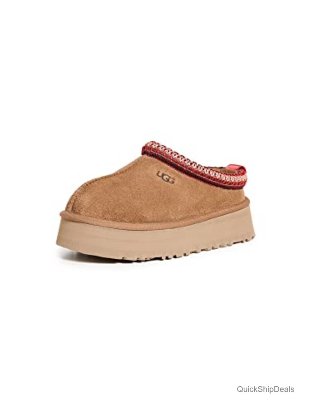 Platform Suede Slipper with Sheepskin Lining Pull-On Round Toe
